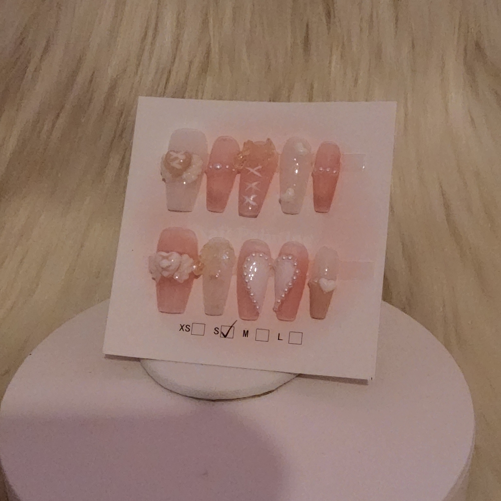 10 /$10 Chic Pink and White Press-On Nail Set